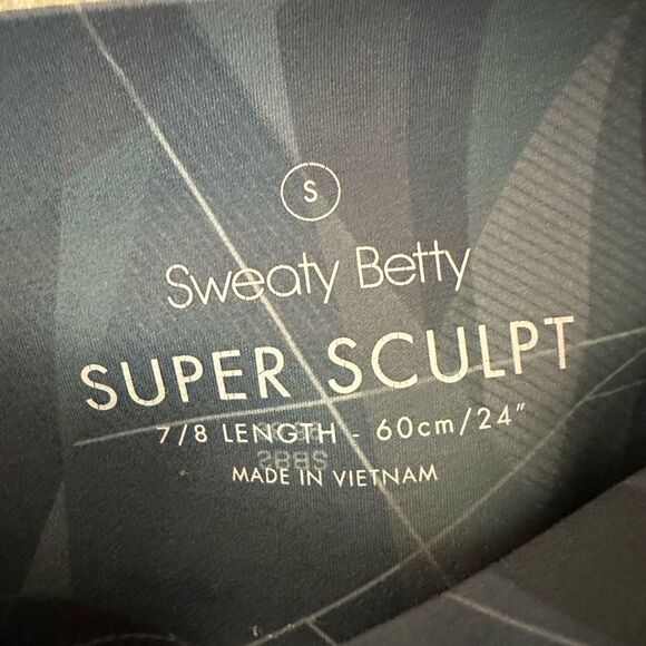 Sweaty Betty Super Sculpt High-Waisted Zig Zag Crop Yoga Leggings Blue Small - Picture 10 of 10